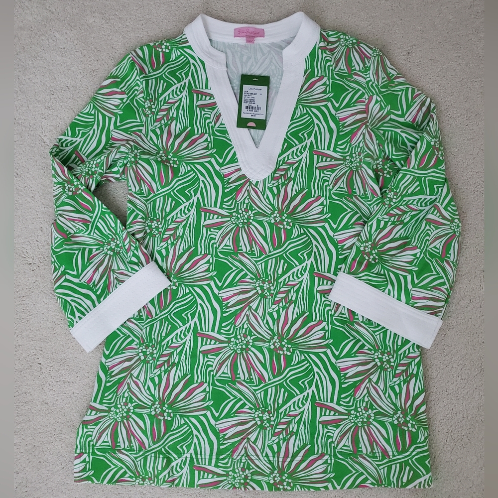 NWT Lilly Pulitzer Joy Knit Tunic in Green Bean Daisy Darling szS